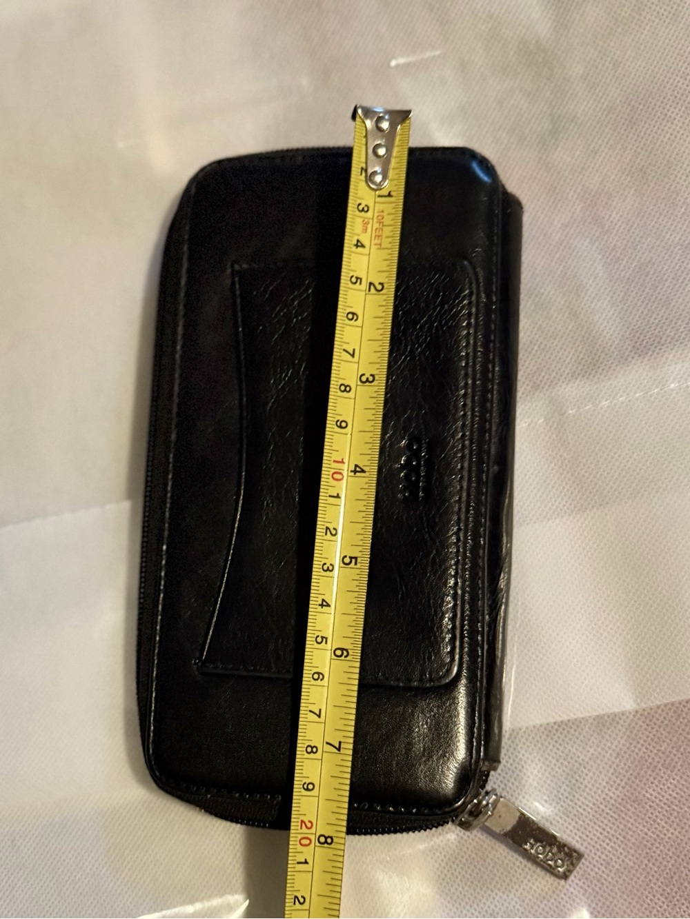 Men's Black Leather Zip Wallet Phone Case